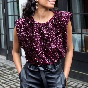 Buddy Love Lucy sequin top -Merlot